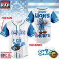 NFL Detroit Lions The Smurfs Movie Unique Design Custom Baseball Jersey