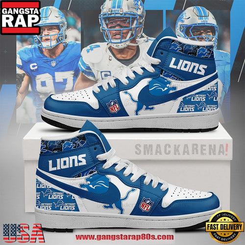 NFL Detroit Lions Trending Football Sneakers Nike Air Jordan 1 Shoes