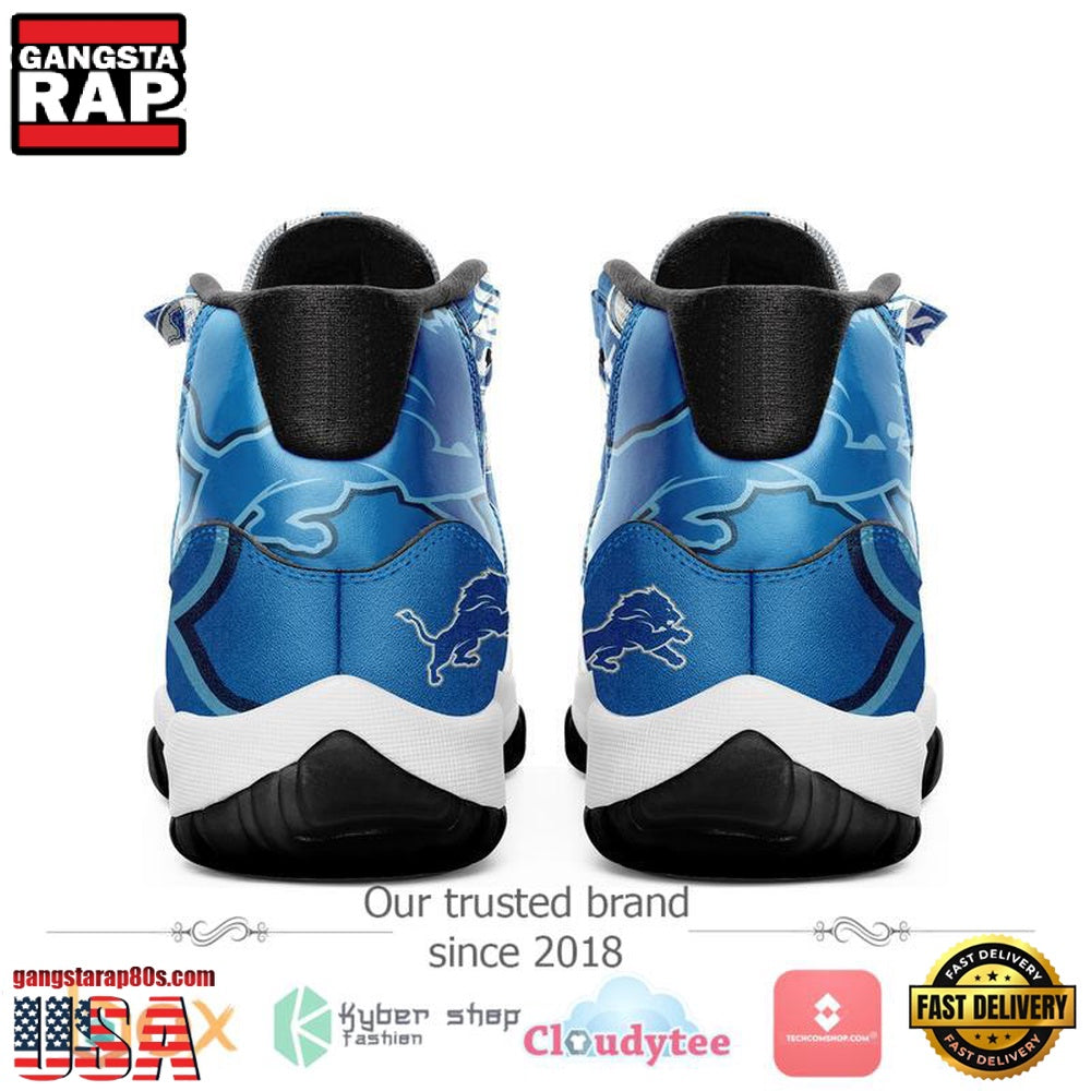 NFL Detroit Lions Unique Design Air Jordan 11 Running Sneaker Shoes