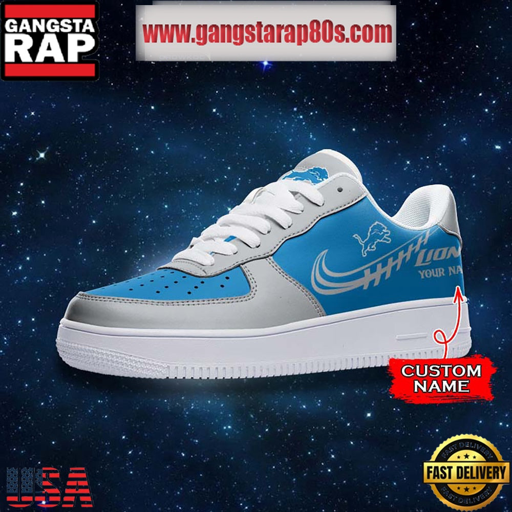 NFL Detroit Lions Unique Design Custom Name Air Force 1 Sneaker Shoes