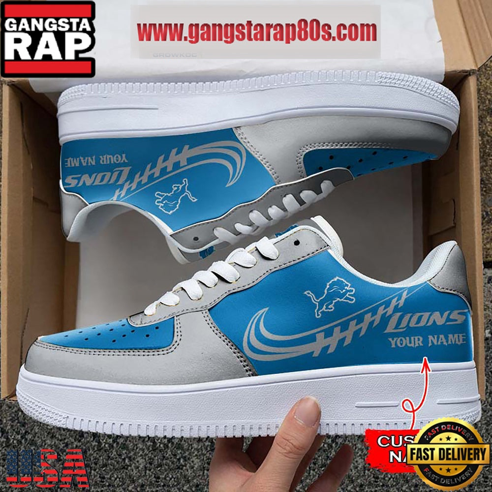 NFL Detroit Lions Unique Design Custom Name Air Force 1 Sneaker Shoes