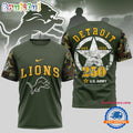 NFL Detroit Lions US Army 250th Birthday Celebration 3D Shirt