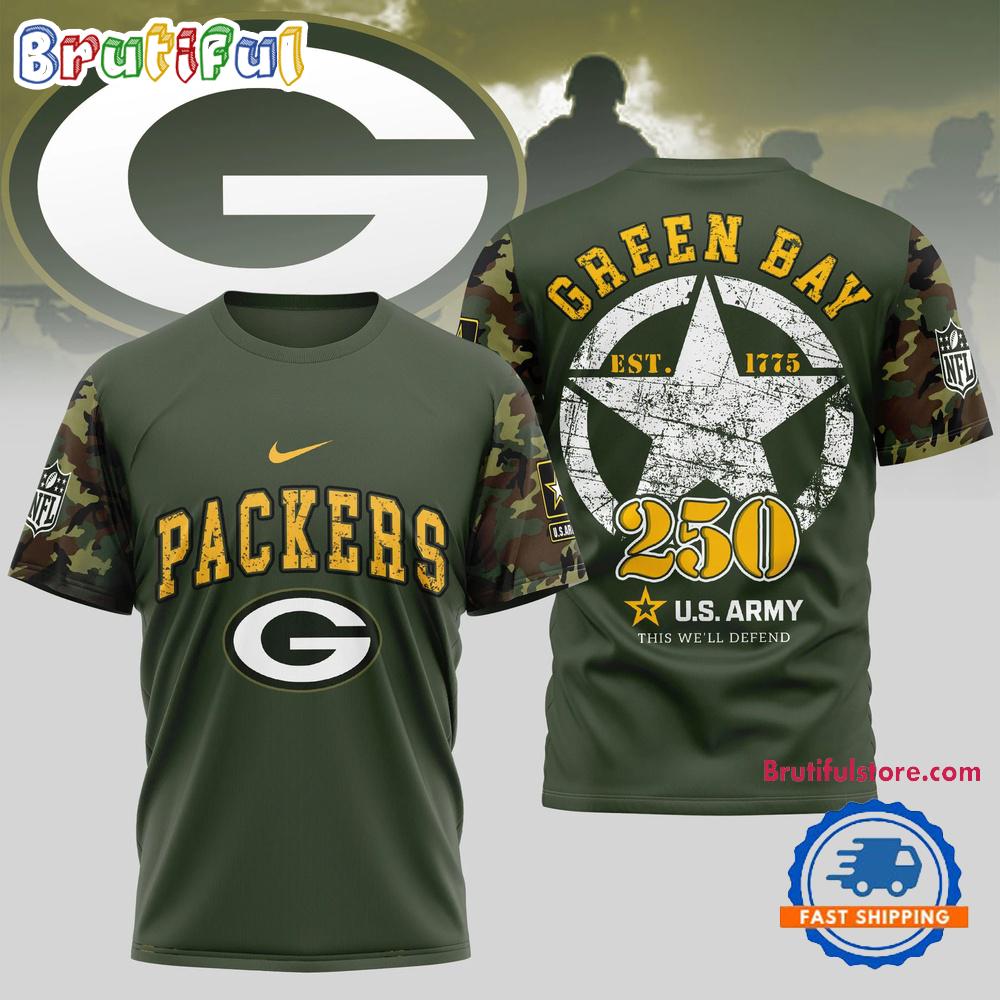 NFL Green Bay Packer US Army 250th Birthday Celebration 3D Shirt