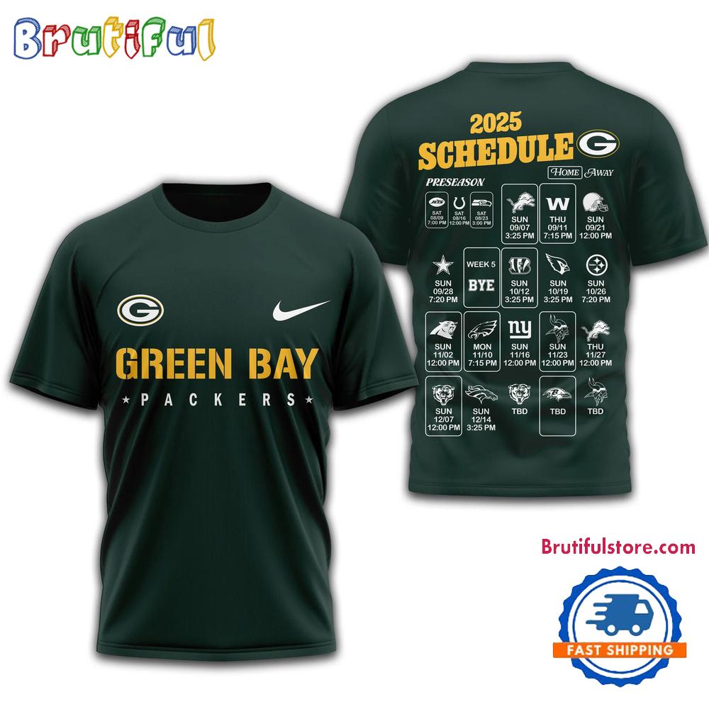 NFL Green Bay Packers 2025 SCHEDULE Unisex 3D Shirt