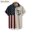 NFL Green Bay Packers American Flag Summer Button Hawaiian Shirt