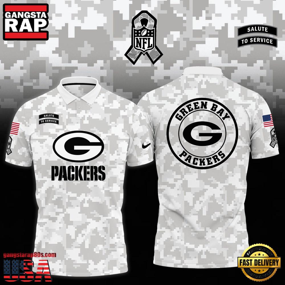 NFL Green Bay Packers Camo 2025 Salute to Service Polo Shirt