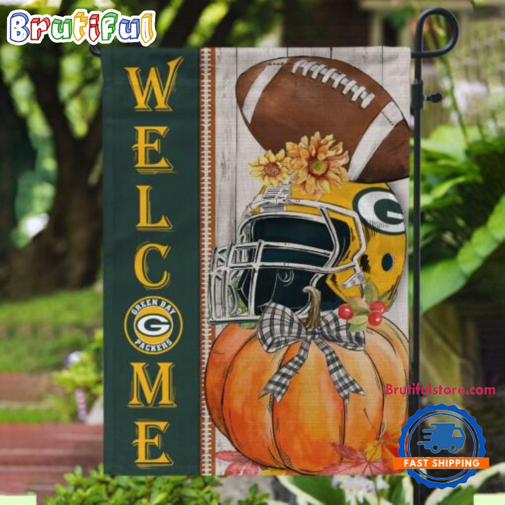 NFL Green Bay Packers Flower Pumpkin Halloween Football Garden Flag