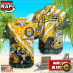 NFL Green Bay Packers Football American Flag Mascot Custom Name Aloha Hawaiian Shirt