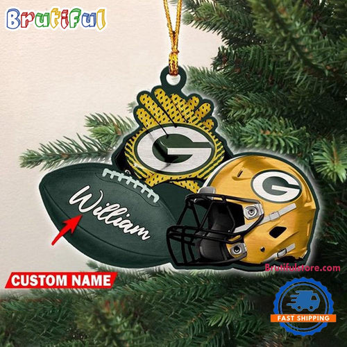 NFL Green Bay Packers Football Helmets Christmas Ornament, Custom Football Ornament Decoration