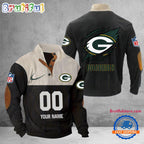 NFL Green Bay Packers Football Team Custom Name And Number Buttoned Collar Sweatshirt