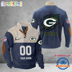 NFL Green Bay Packers Football Team Custom Name And Number Buttoned Collar Sweatshirt