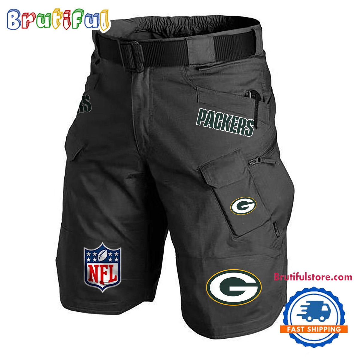NFL Green Bay Packers Football Team Military Tactical Shorts