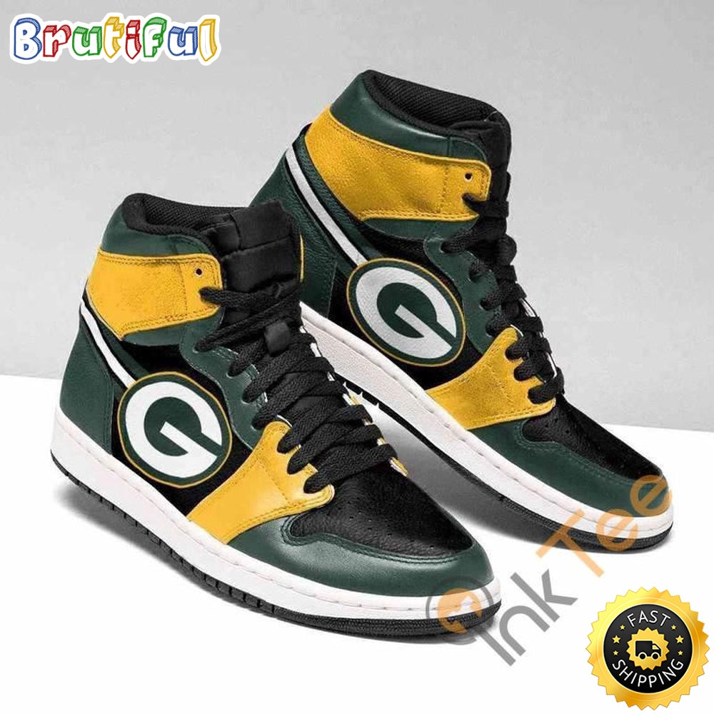 NFL Green Bay Packers Green Yellow Black Sneaker Air Jordan 1 High Sneakers