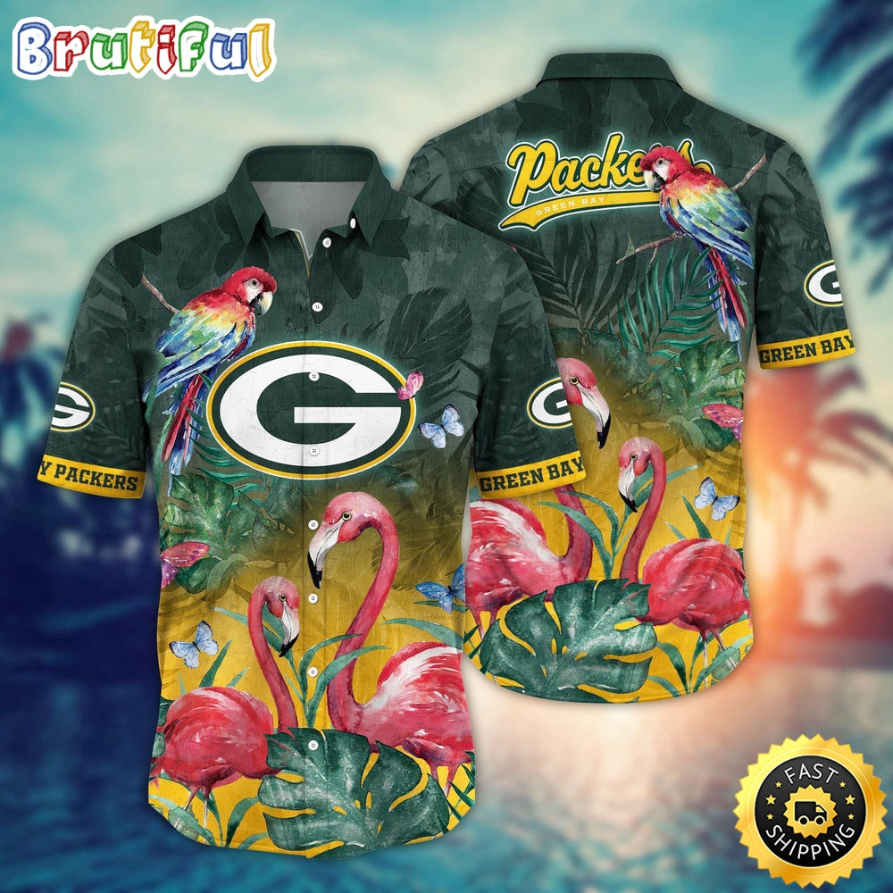 NFL Green Bay Packers Hawaii Shirt Flamingo And Flower Aloha Shirt