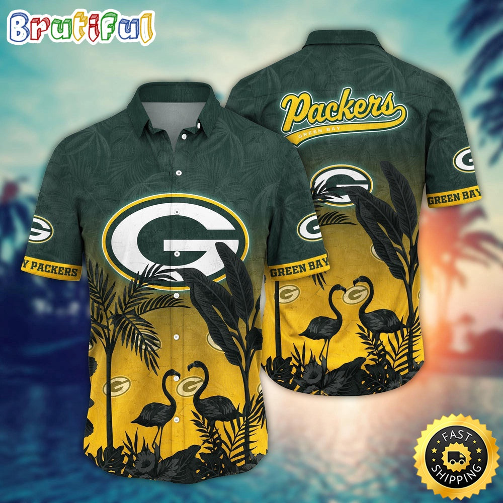 NFL Green Bay Packers Hawaii Shirt Flamingo And Flower Funny Aloha Shirt