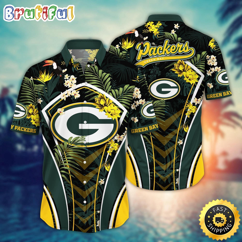 NFL Green Bay Packers Hawaii Shirt Flower Vibrant Beachy Shirts