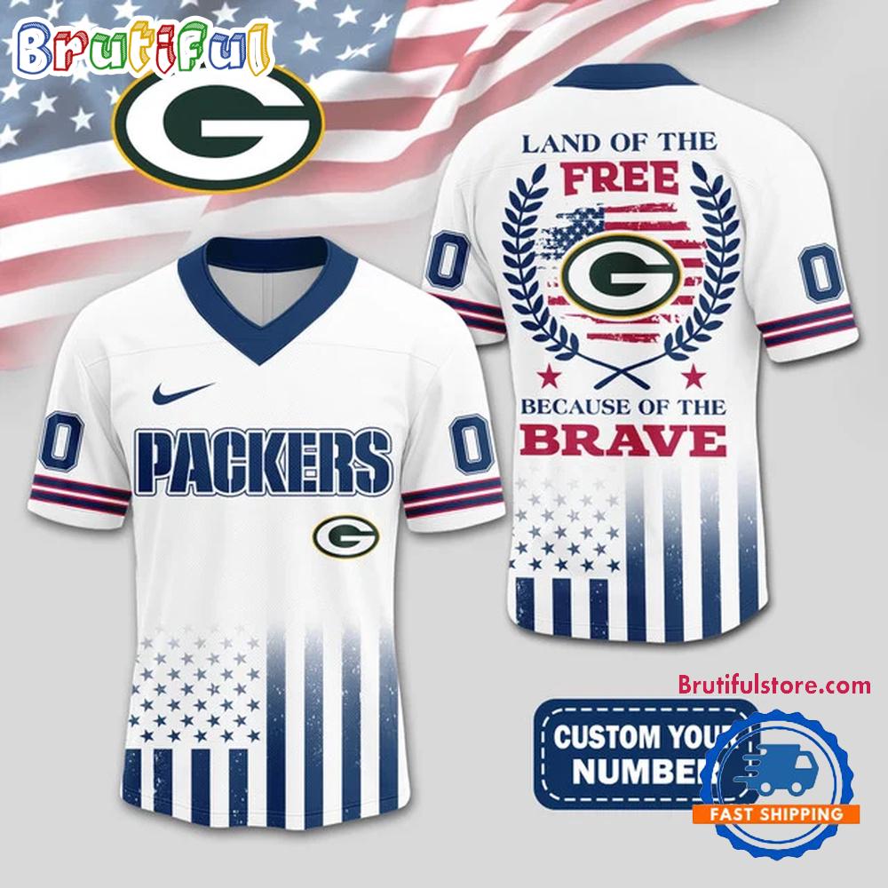 NFL Green Bay Packers Land Of The Free Because of The Brave Football Jersey
