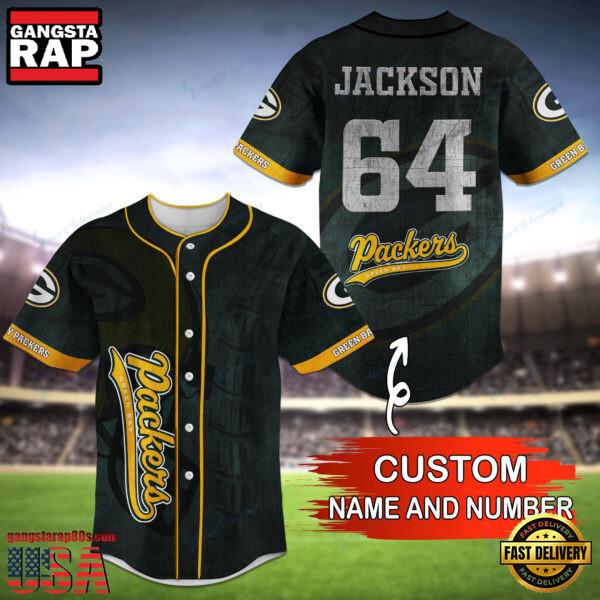 NFL Green Bay Packers Custom Name Number Name Number Baseball Jersey Shirt