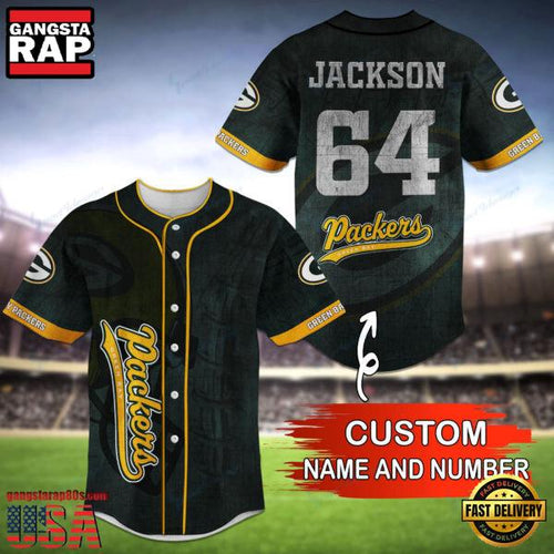 NFL Green Bay Packers Custom Name Number Name Number Baseball Jersey Shirt