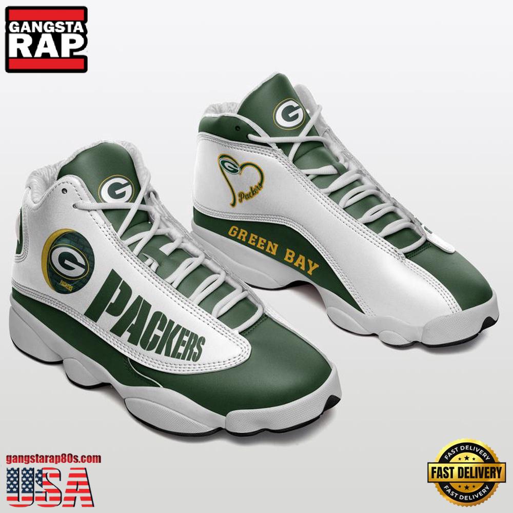NFL Green Bay Packers Sport Team New Design Air Jordan 13 Running Sneakers Shoes