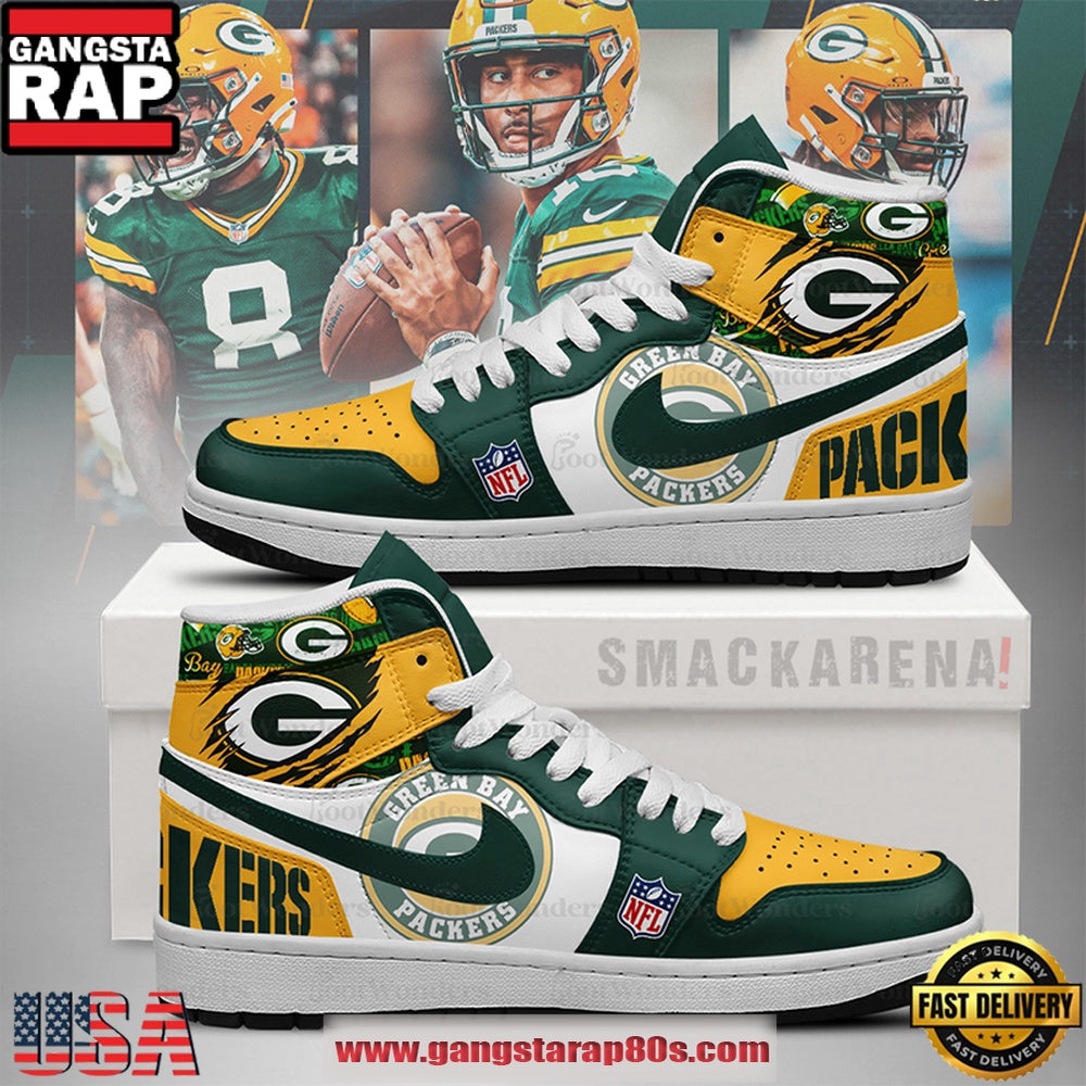 NFL Green Bay Packers Trending Football Sneakers Nike Air Jordan 1 Shoes