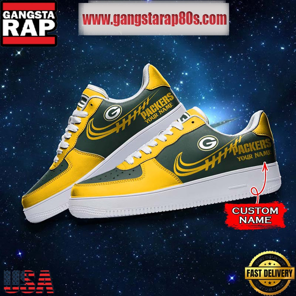 NFL Green Bay Packers Unique Design Custom Name Air Force 1 Sneaker Shoes