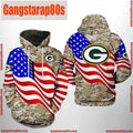 NFL Green Bay Packers US Flag Camo Veteran Team 3D Printed Hoodie Shirt