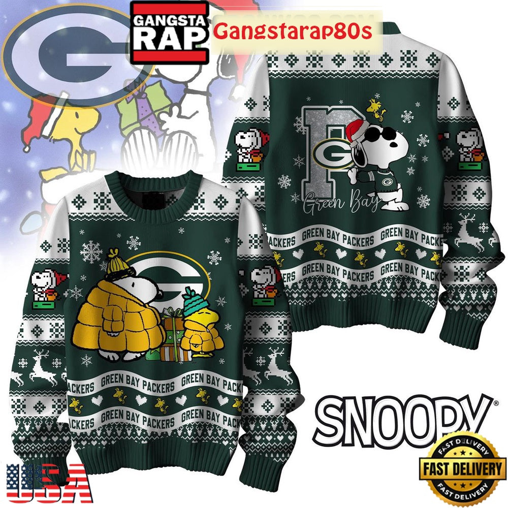 NFL Green Bay Packers x Peanuts Snoopy New Design 2025 Ugly Christmas Sweater