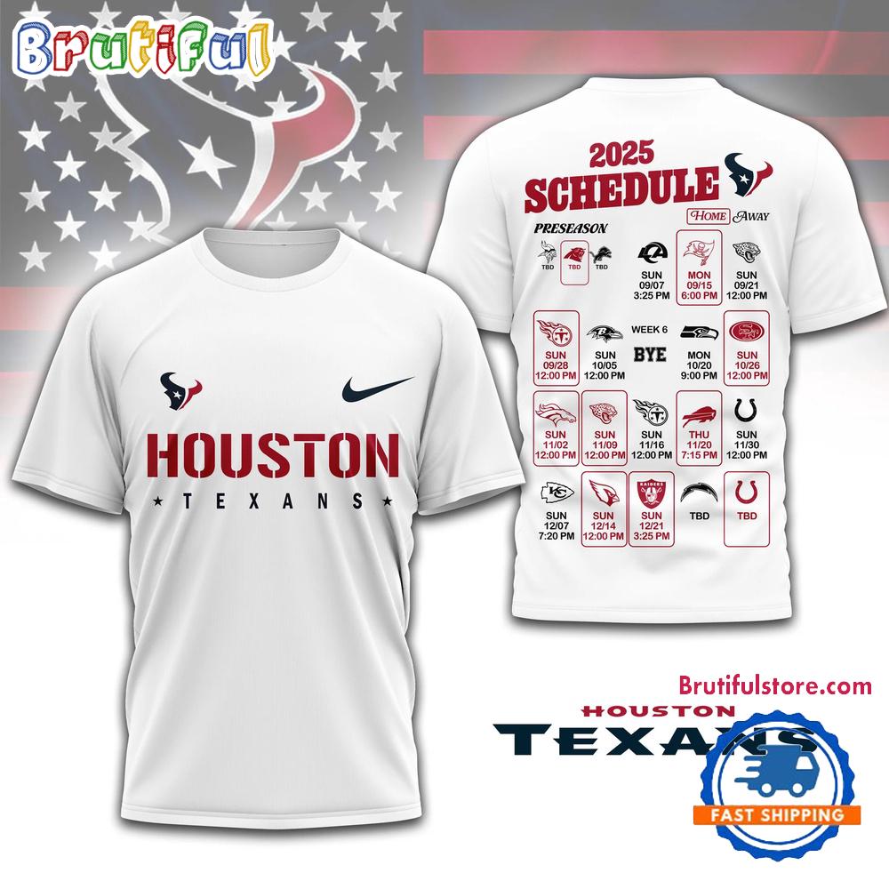 NFL Houston Texans 2025 SCHEDULE All Over Print Shirt, 2025 Football Schedule Shirts