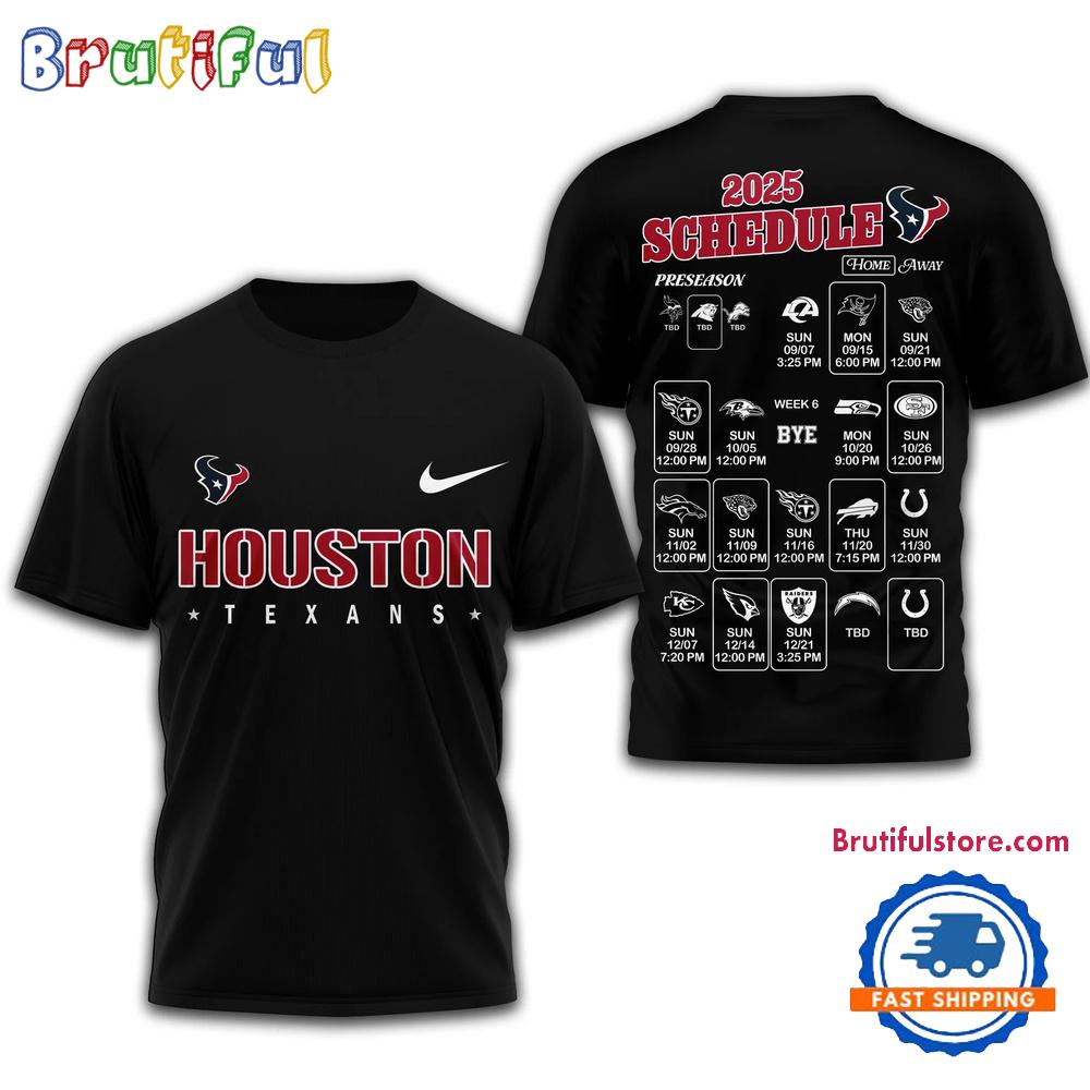 NFL Houston Texans 2025 SCHEDULE Unisex 3D Shirt