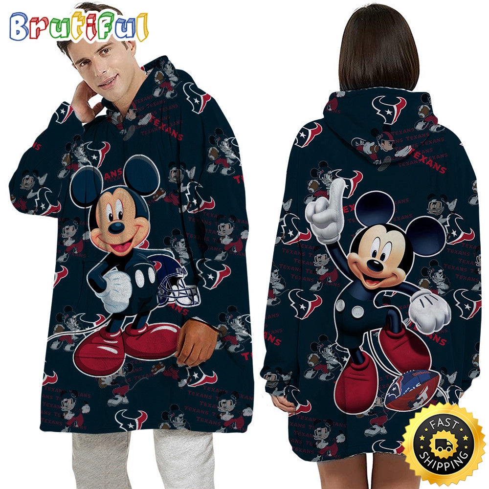 NFL Houston Texans Blanket Hoodie Mickey Mouse Lover Unisex Hoodie