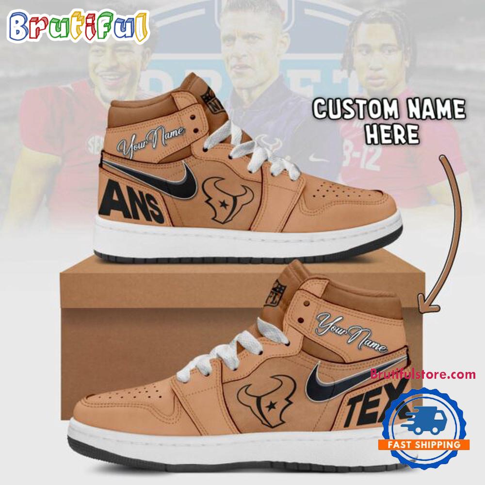 NFL Houston Texans Brown Air Jordan 1 Hightop Shoes