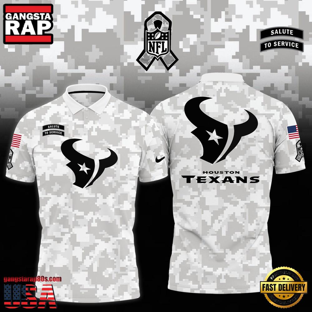 NFL Houston Texans Camo 2025 Salute to Service Polo Shirt