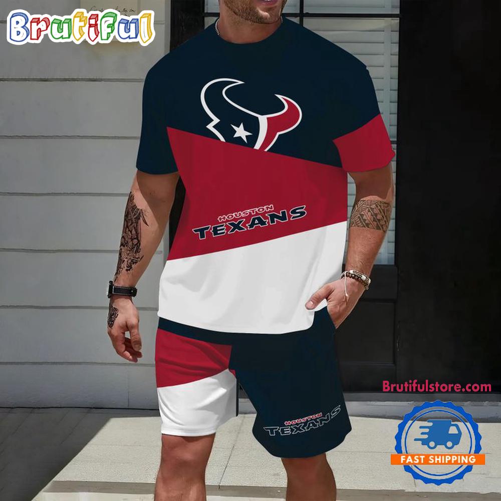 NFL Houston Texans Divided Pattern Summer T Shirt And Shorts Set