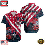 NFL Houston Texans Football American Flag Mascot Custom Name Aloha Hawaiian Shirt