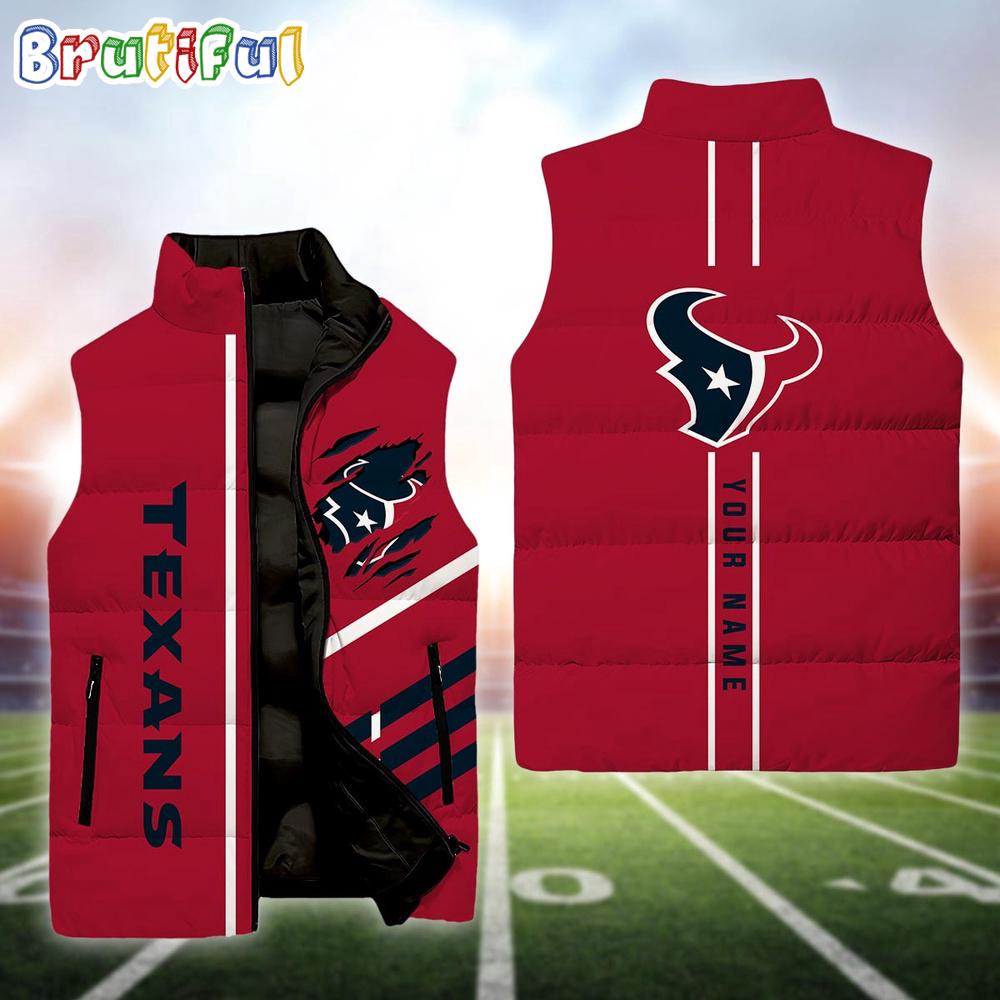 NFL Houston Texans Football New Season Personalized Sleeveless Down Puffer Jacket