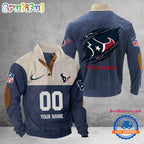NFL Houston Texans Football Team Custom Name And Number Buttoned Collar Sweatshirt