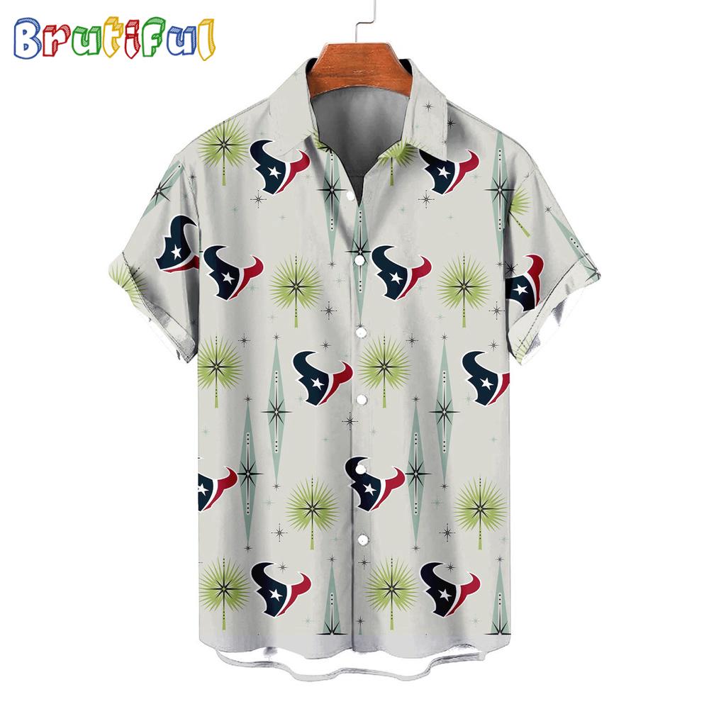 NFL Houston Texans Football Team Logo Funny Aloha Hawaiian Shirt