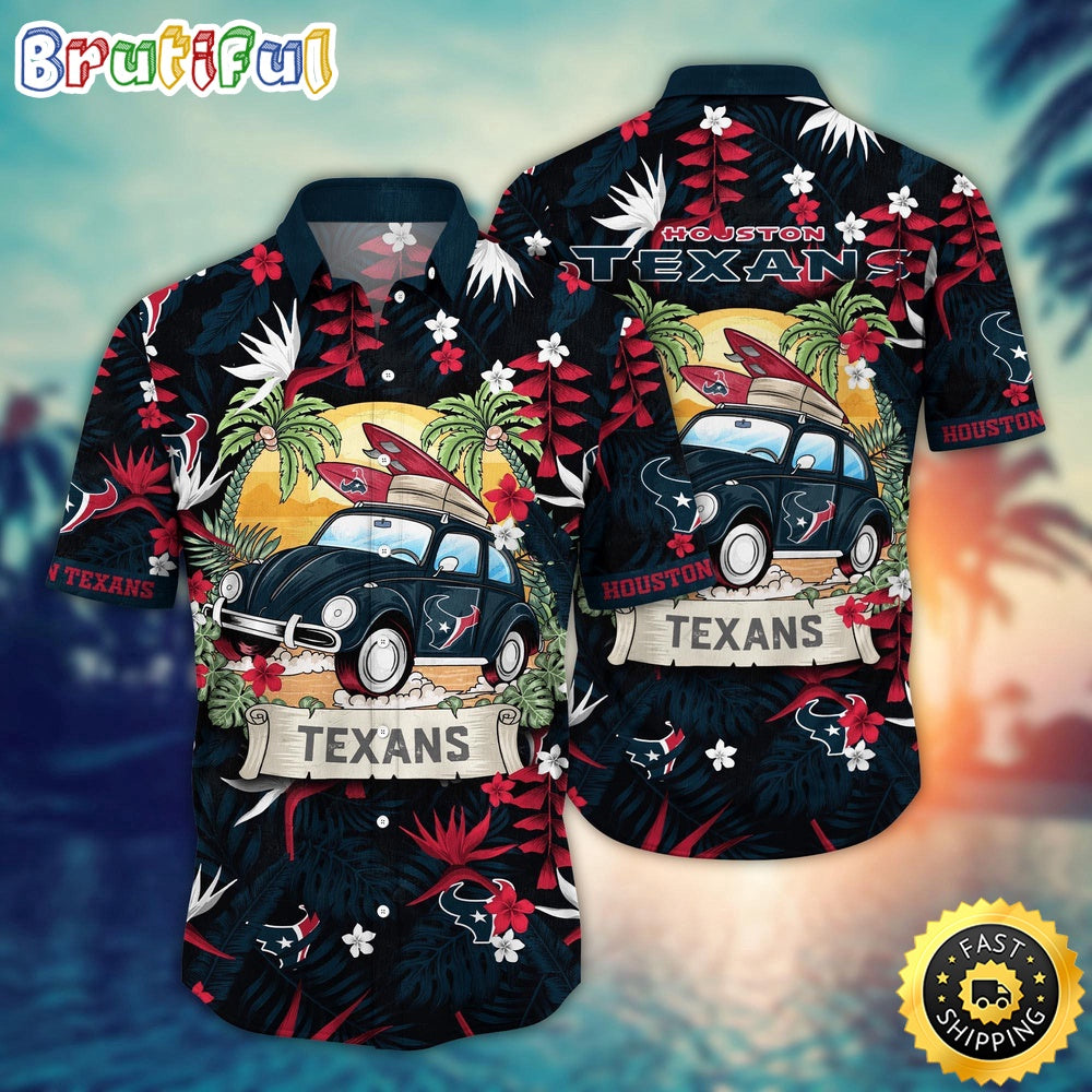 NFL Houston Texans Hawaii Shirt Car Plam Tree Aloha Shirt