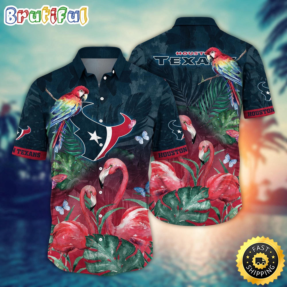 NFL Houston Texans Hawaii Shirt Flamingo And Flower Aloha Shirt