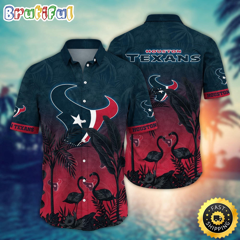 NFL Houston Texans Hawaii Shirt Flamingo And Flower Funny Aloha Shirt