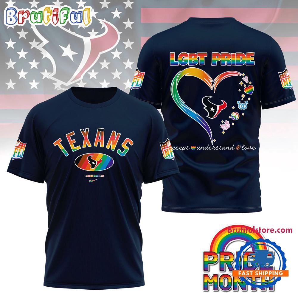 NFL Houston Texans LGBT Happy Pride Month 2025 3D T Shirt