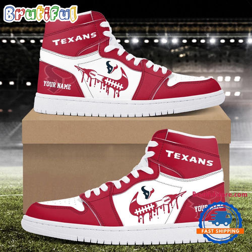 NFL Houston Texans New Season Custom Air Jordan 1 Hightop Shoes