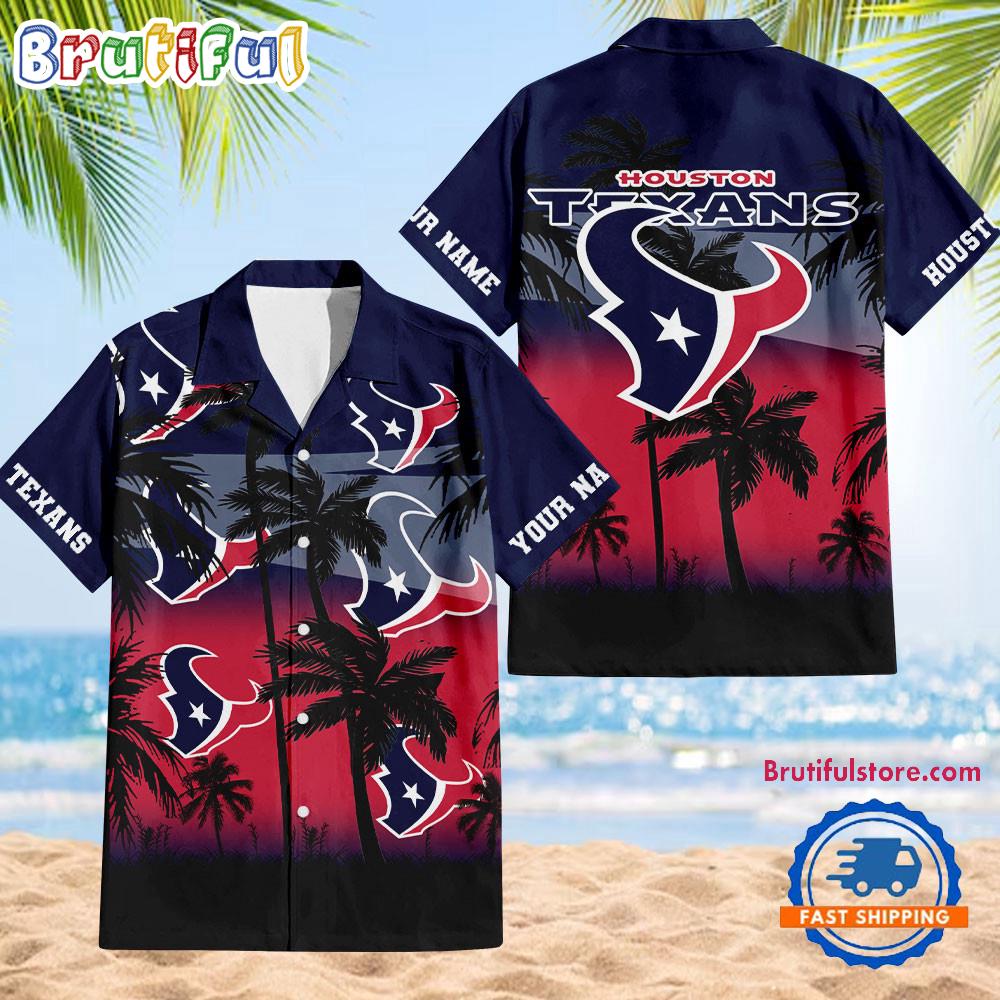 NFL Houston Texans Palm Tree Summer Design Aloha Hawaiian Shirt