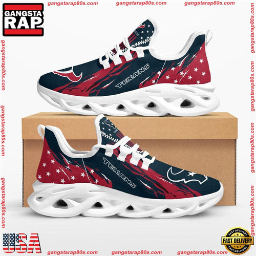 NFL Houston Texans Stars and Stripes Max Soul Shoes Running Sneakers Running Sneakers