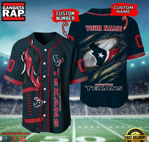 NFL Houston Texans Team Logo Litmited Edition Baseball Jersey Shirt
