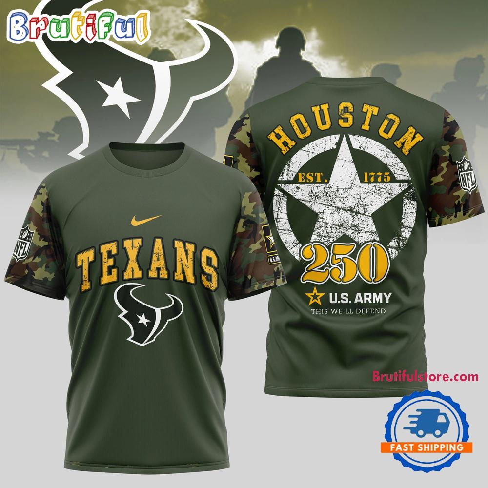 NFL Houston Texans US Army 250th Birthday Celebration 3D Shirt