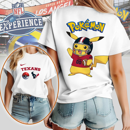 NFL Houston Texans x Pokemon Premium Womens 3D Shirt