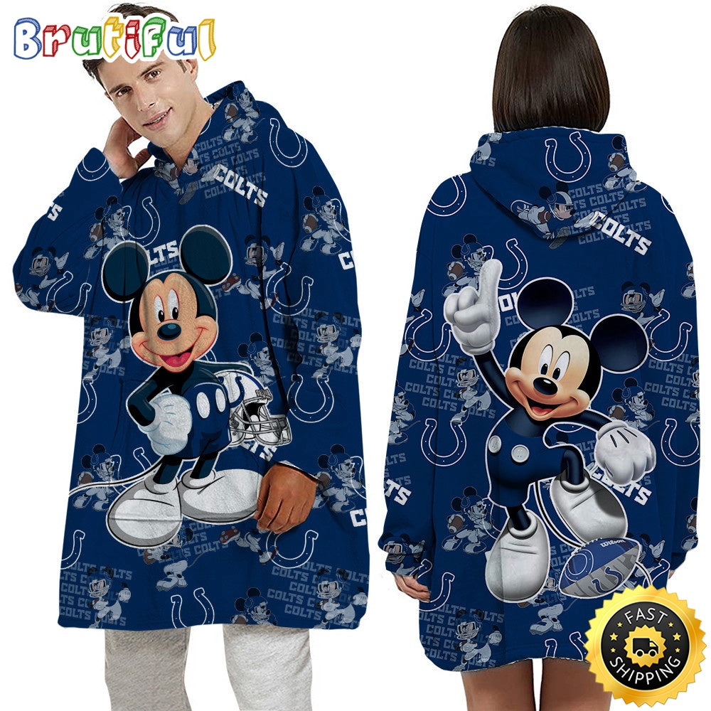 NFL Indianapolis Colts Blanket Hoodie Mickey Mouse Lover Unisex Hoodie