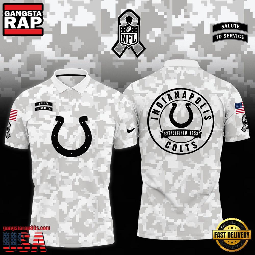 NFL Indianapolis Colts Camo 2025 Salute to Service Polo Shirt